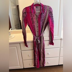 Anthropologie Leopard Print Pink Dress